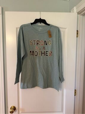 NATURAL LIFE Sage Green Long Sleeve Tee "Strong As A Mother"